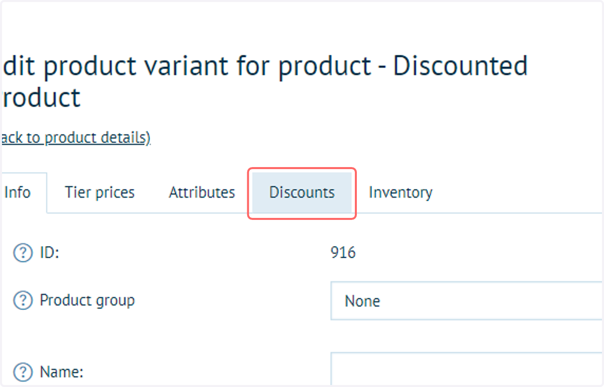 Click on the Discounts tab