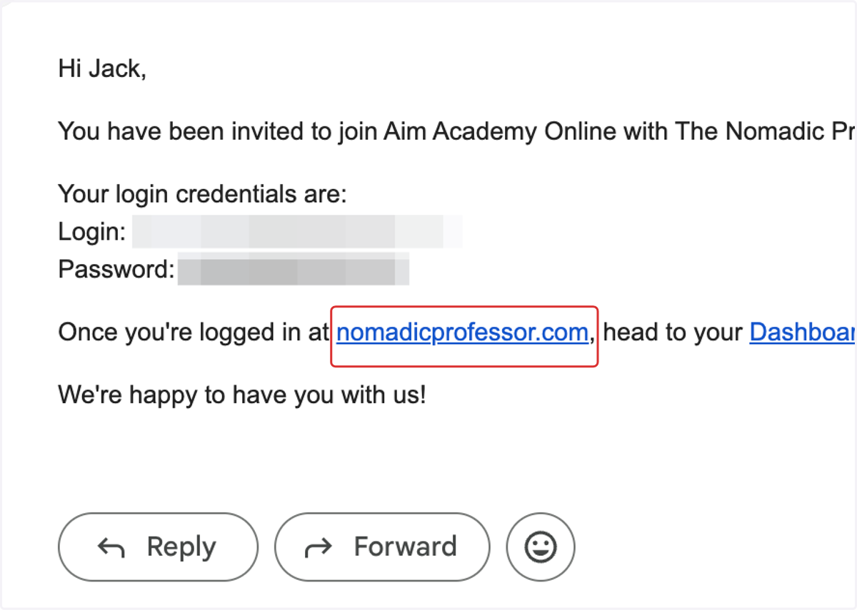 "Add user" will immediately create the student account and send the student login credentials they can use at nomadicprofessor.com