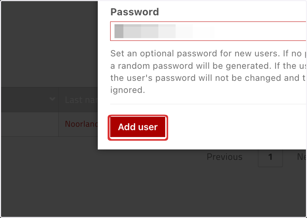Click on "Add user"