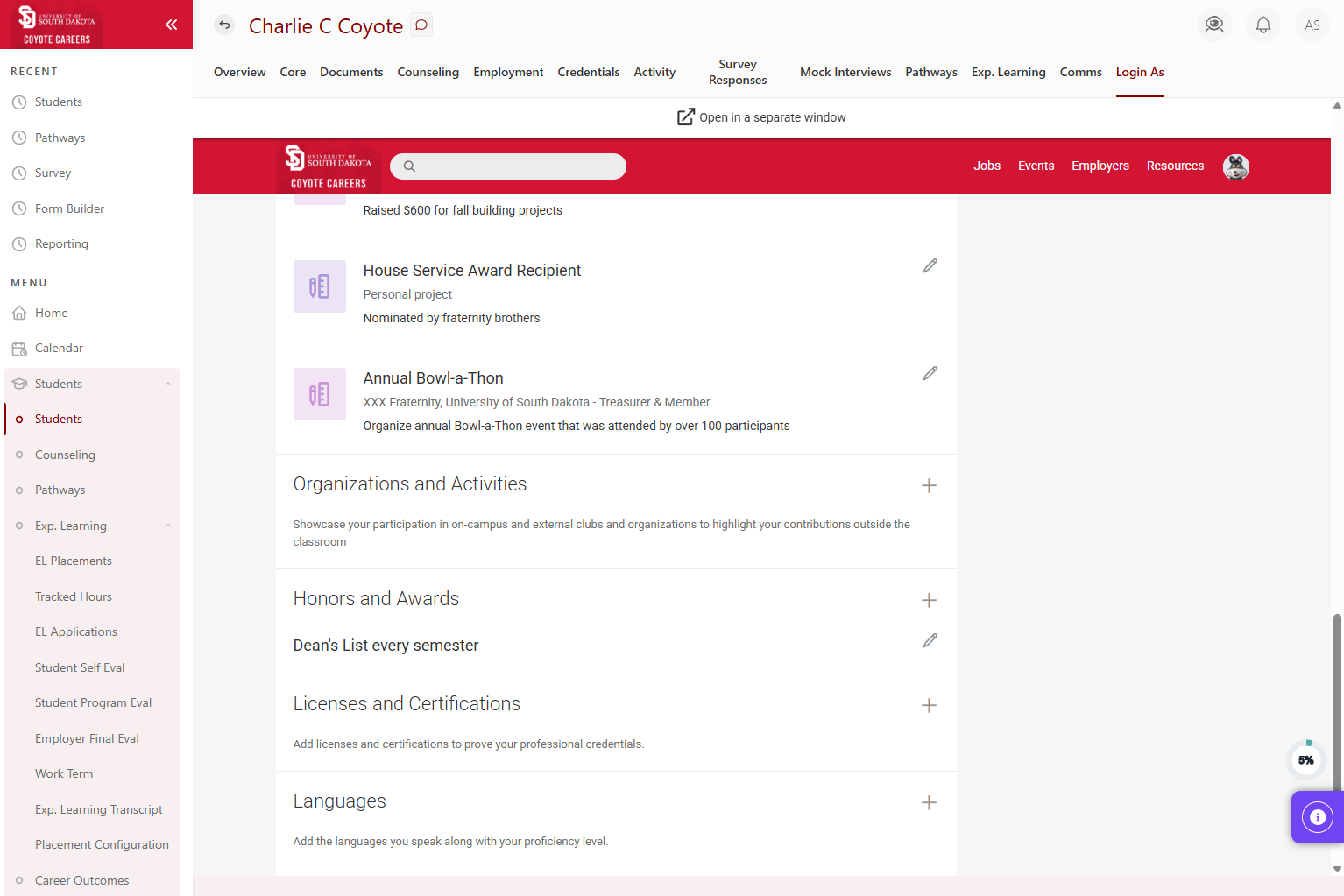 Click on Licenses and Certifications to add/edit