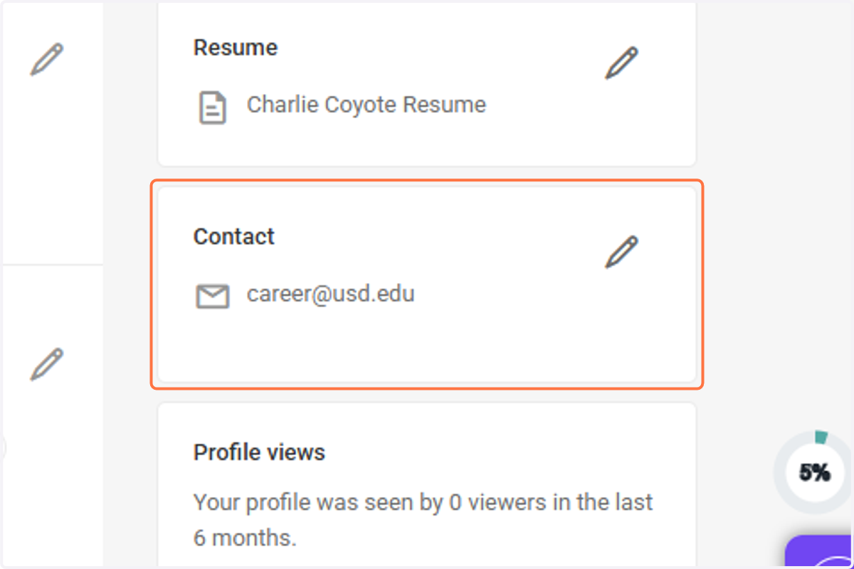Click on Contact to update your contact information