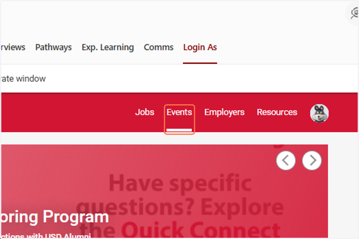 Click on Events