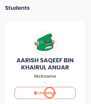 Untuk padam dari 'Groups', buka 'Groups' > pilih kumpulan > pilih pelajar > klik pada 'Unassign'.