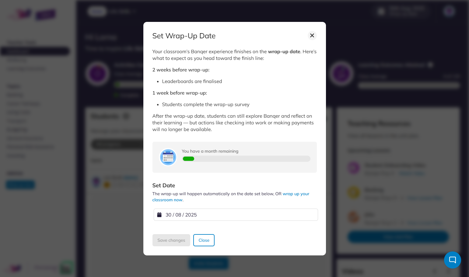 You can click on this to edit your wrap-up date at any time.