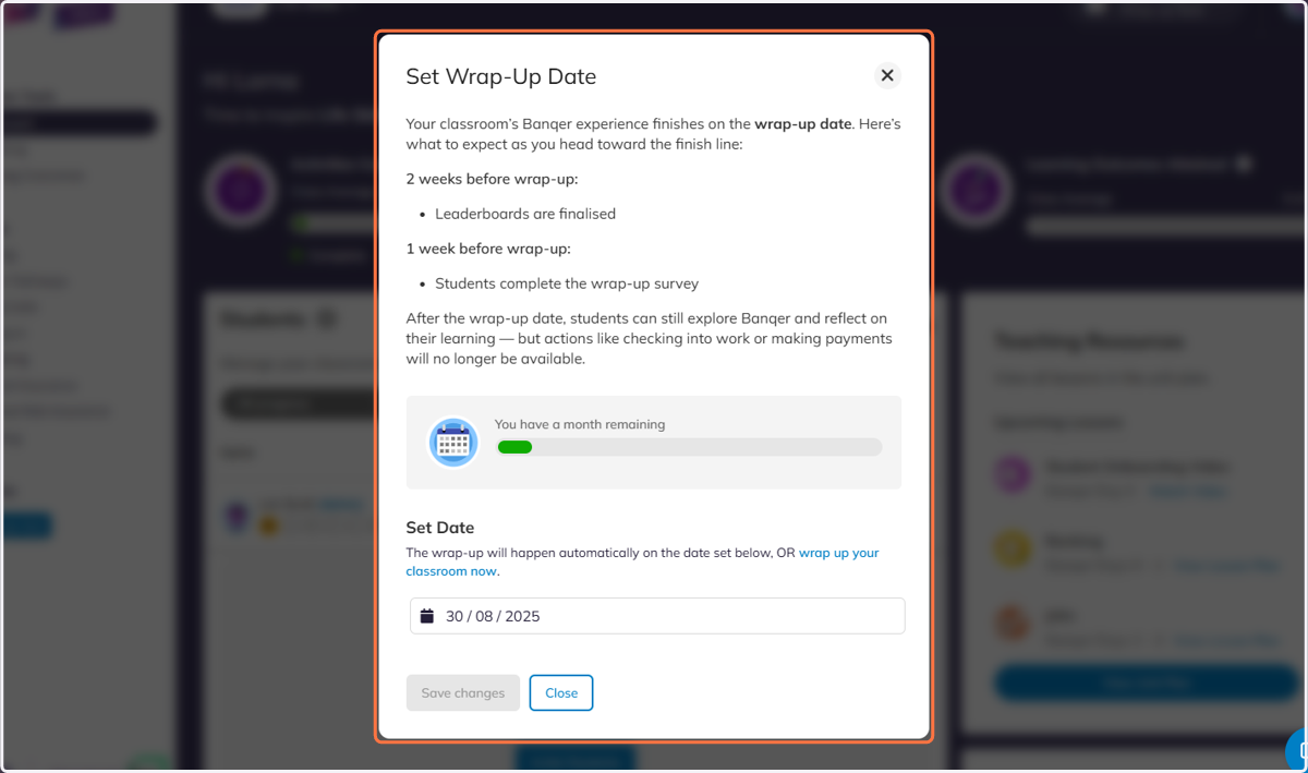 You can click on this to edit your wrap-up date at any time.