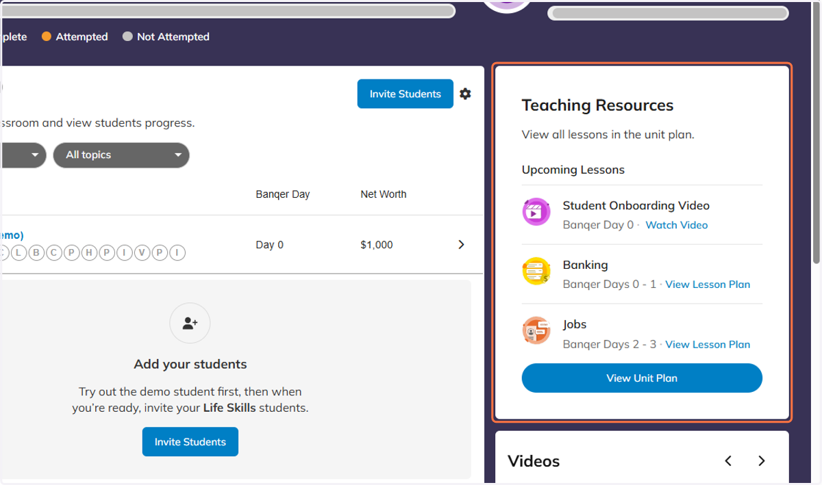 On the right hand side you will see all of the Teaching Resources available.