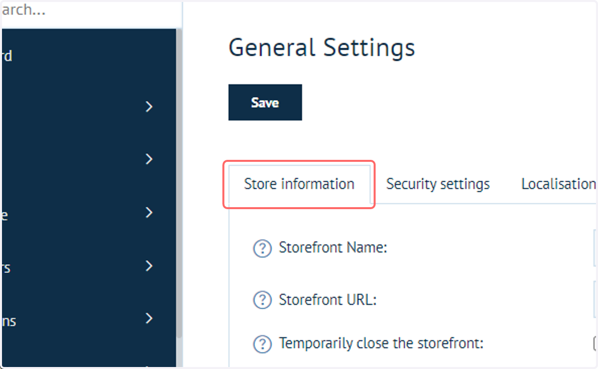 Click on Store information