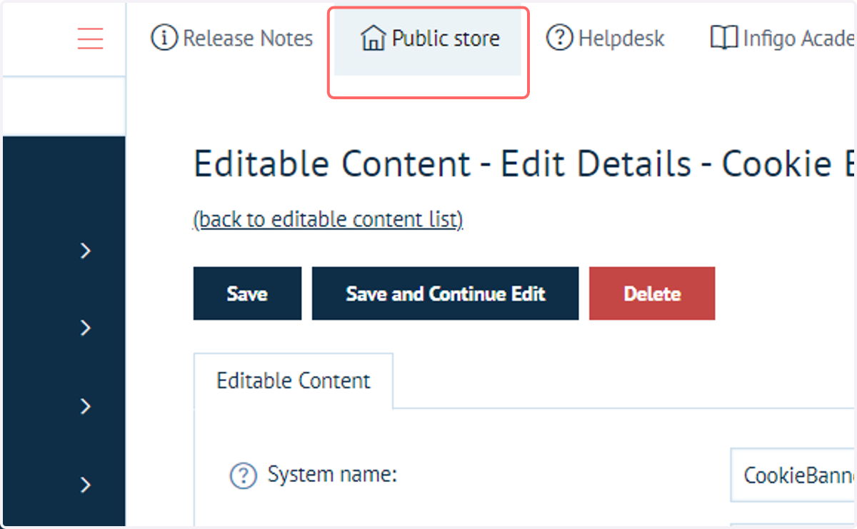 Click on Public store