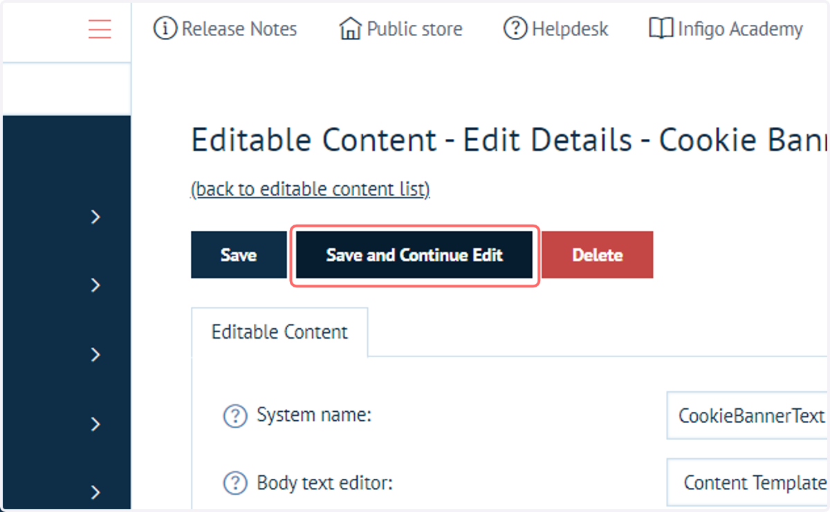 Click on Save and Continue Edit