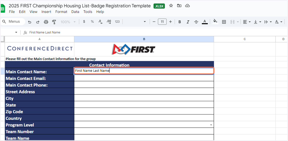 Begin filling out your template on the first tab. Enter your full name.