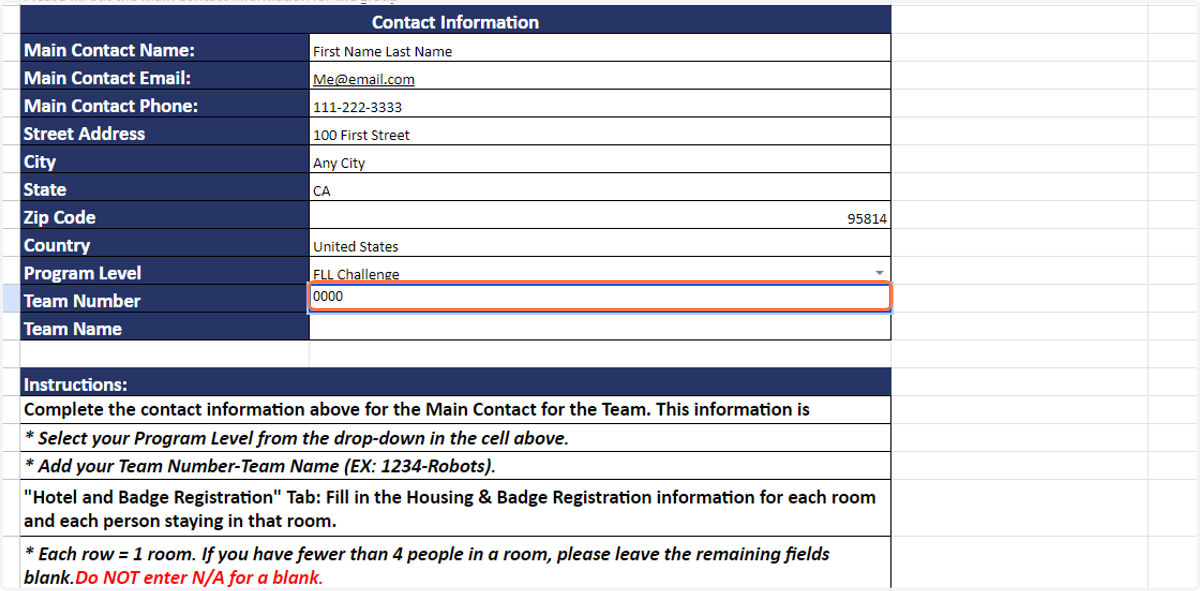 Enter your Team Number.