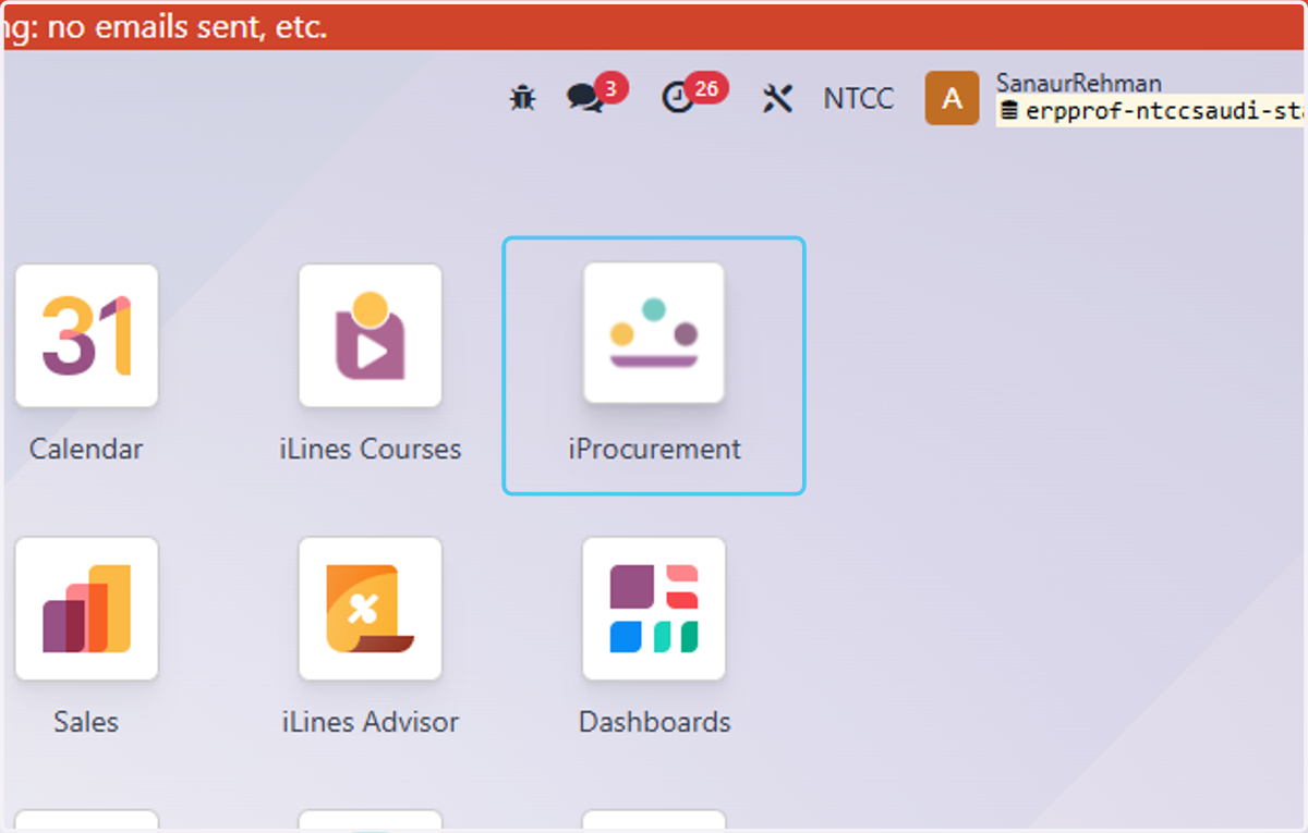 Click on iProcurement