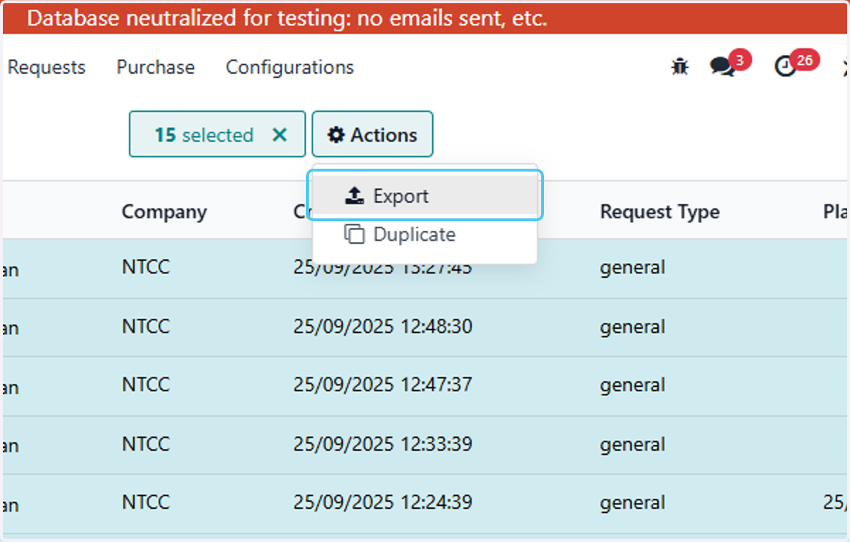 Right click on Export