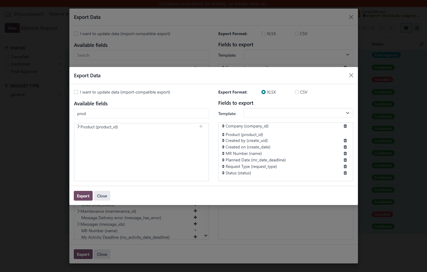 Click on Export Data…