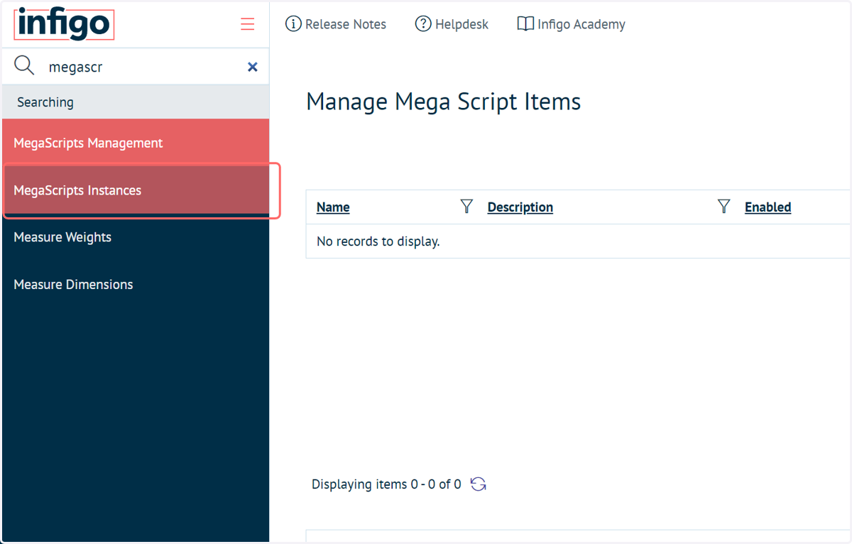 Navigate to MegaScripts Instances
