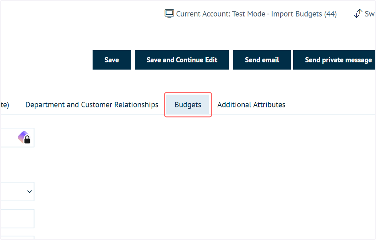Navigate to one of your customer accounts and click Budgets