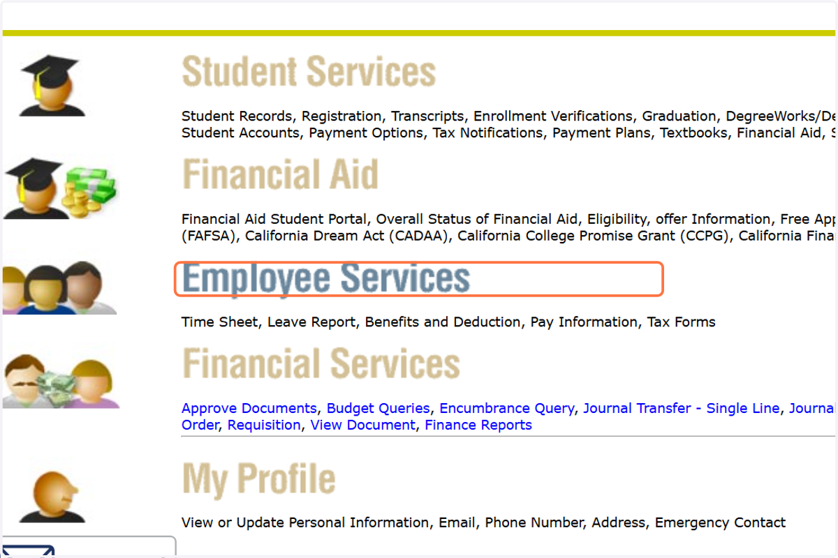 Click on Employee Services