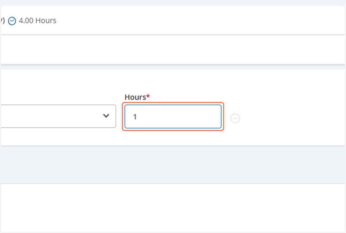 Type "1" to add one hour of overtime in this example.