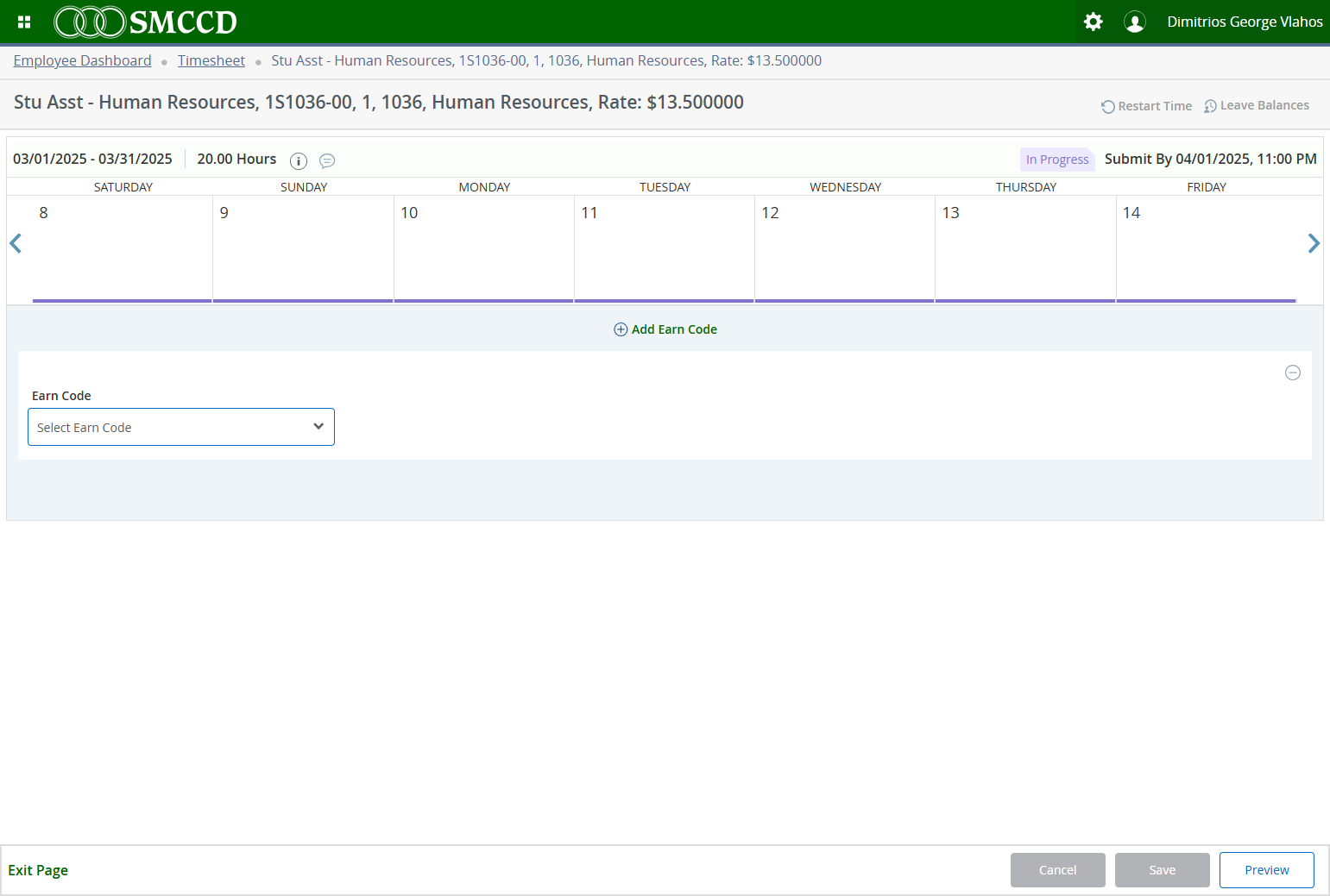 Let’s say we had one hour of overtime that we need to add to a day. Click on the day you had overtime.