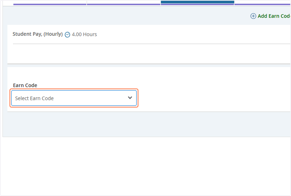 Click on Select Earn Code