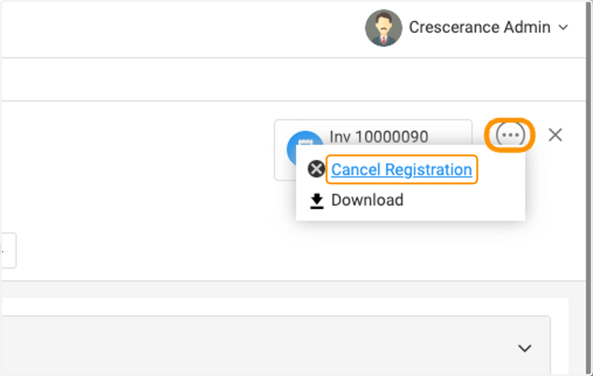 Click on three dots and then select Cancel Registration