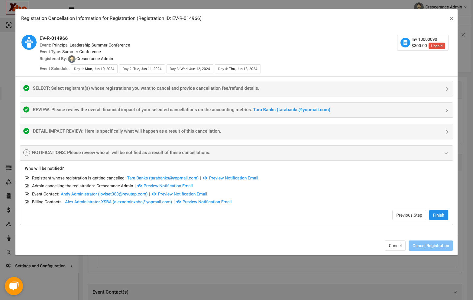 Review notifications and click on Finish