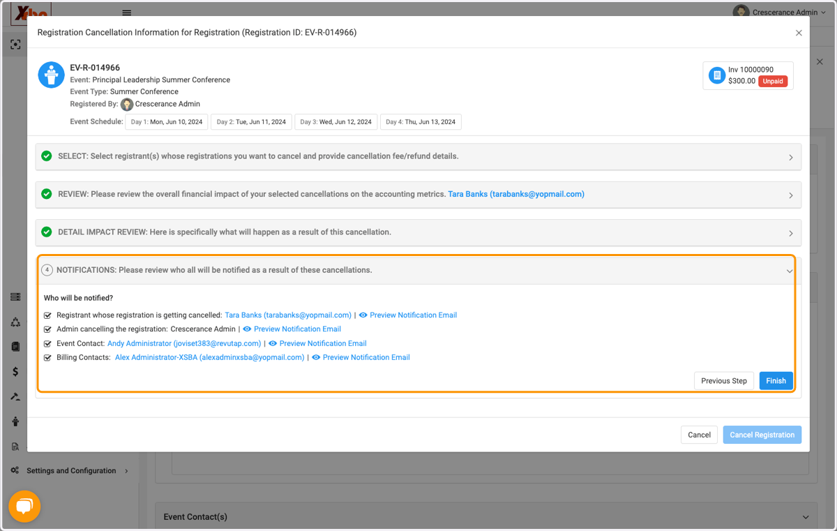 Review notifications and click on Finish