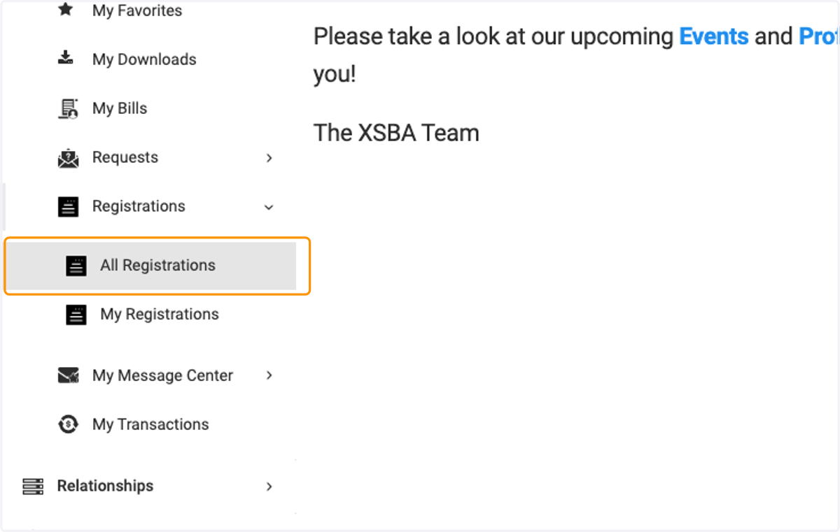 Click on All Registrations