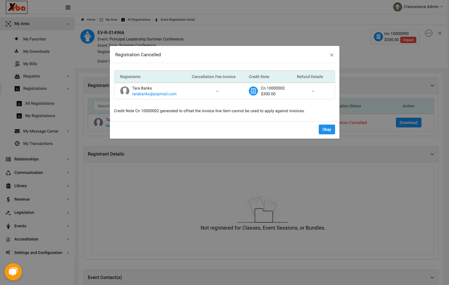 Now you have created a credit note to be applied to another unpaid invoice