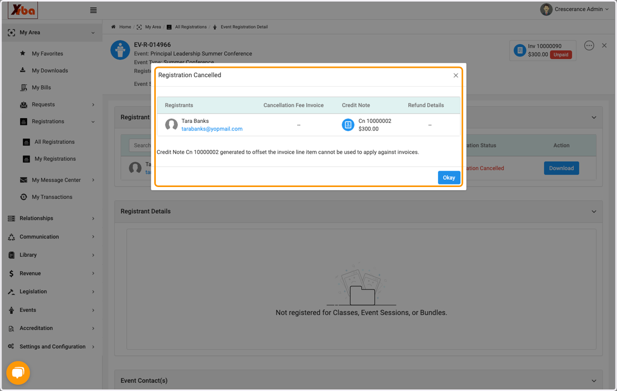 Now you have created a credit note to be applied to another unpaid invoice
