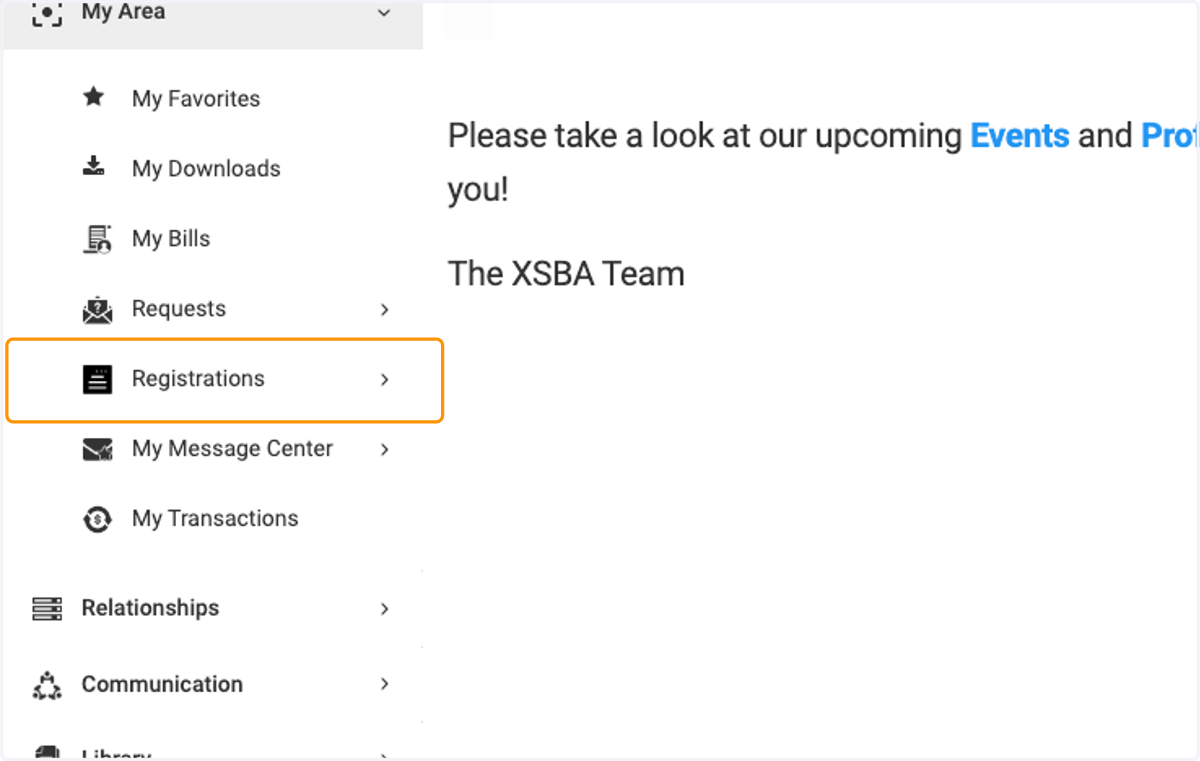 Click on Registrations