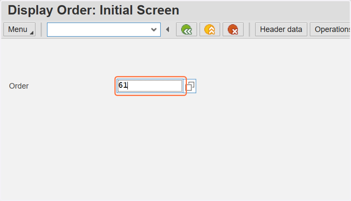 Type any 11 digit order number in the order field. Press Enter.