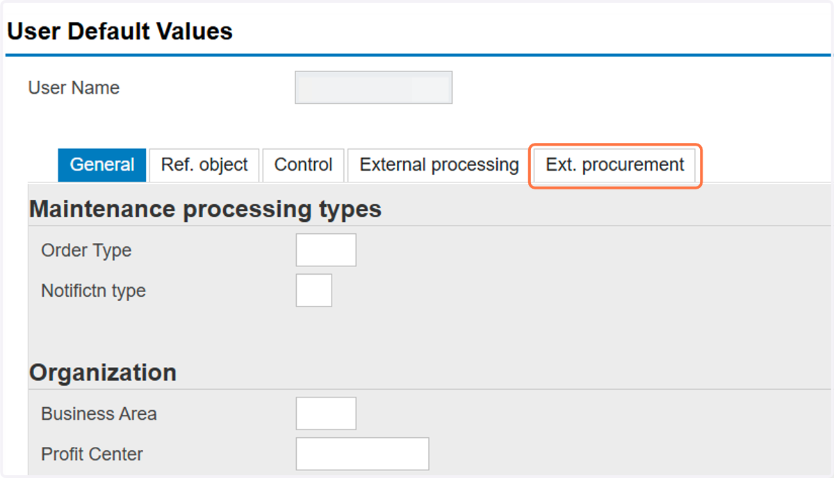 Click on Ext. procurement tab