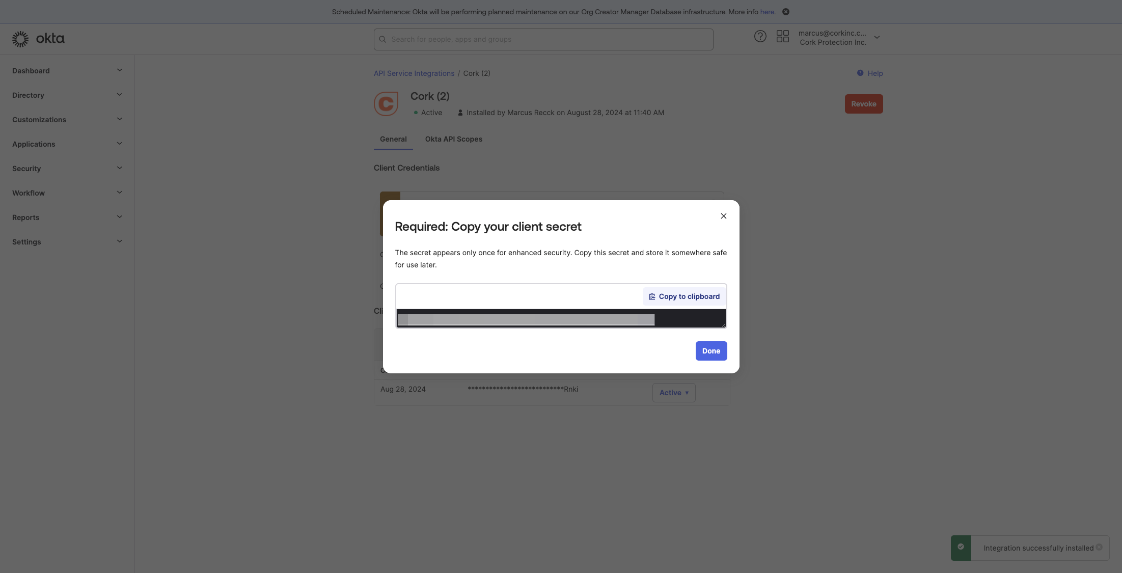 Copy the client secret