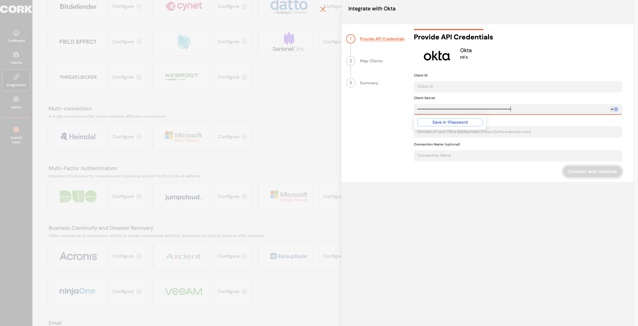 Paste the client secret