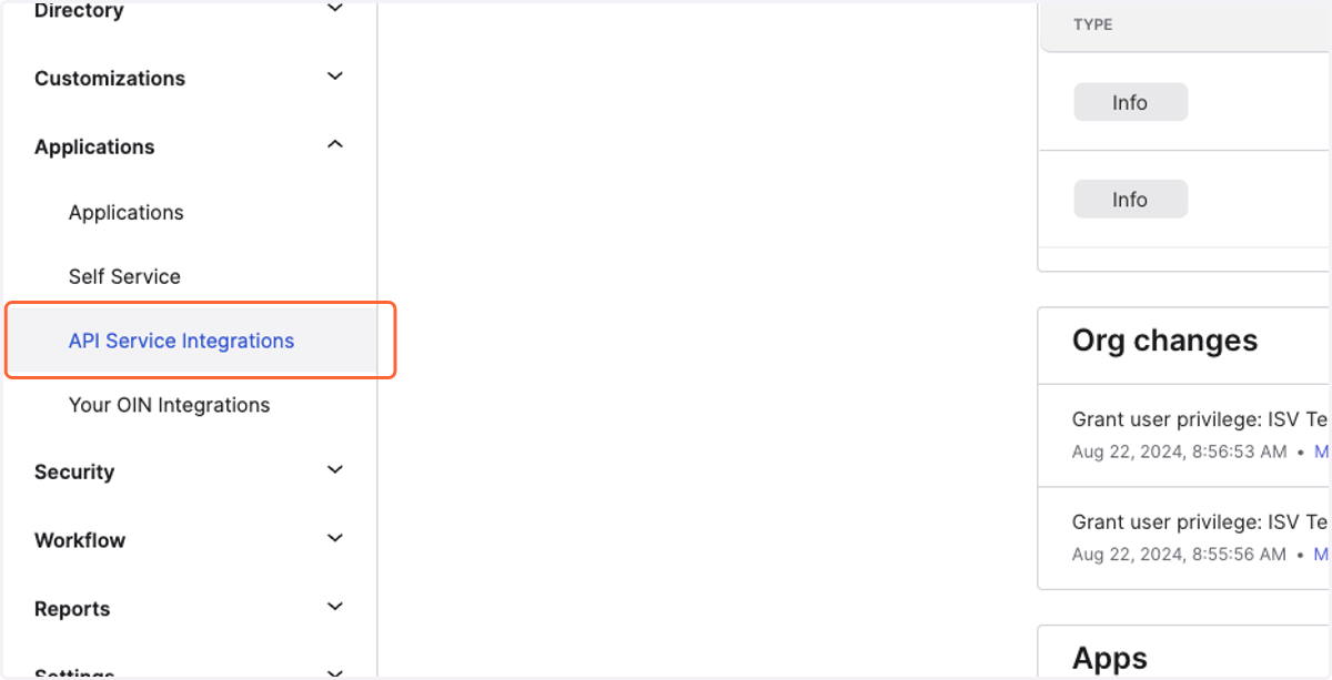 Click on API Service Integrations
