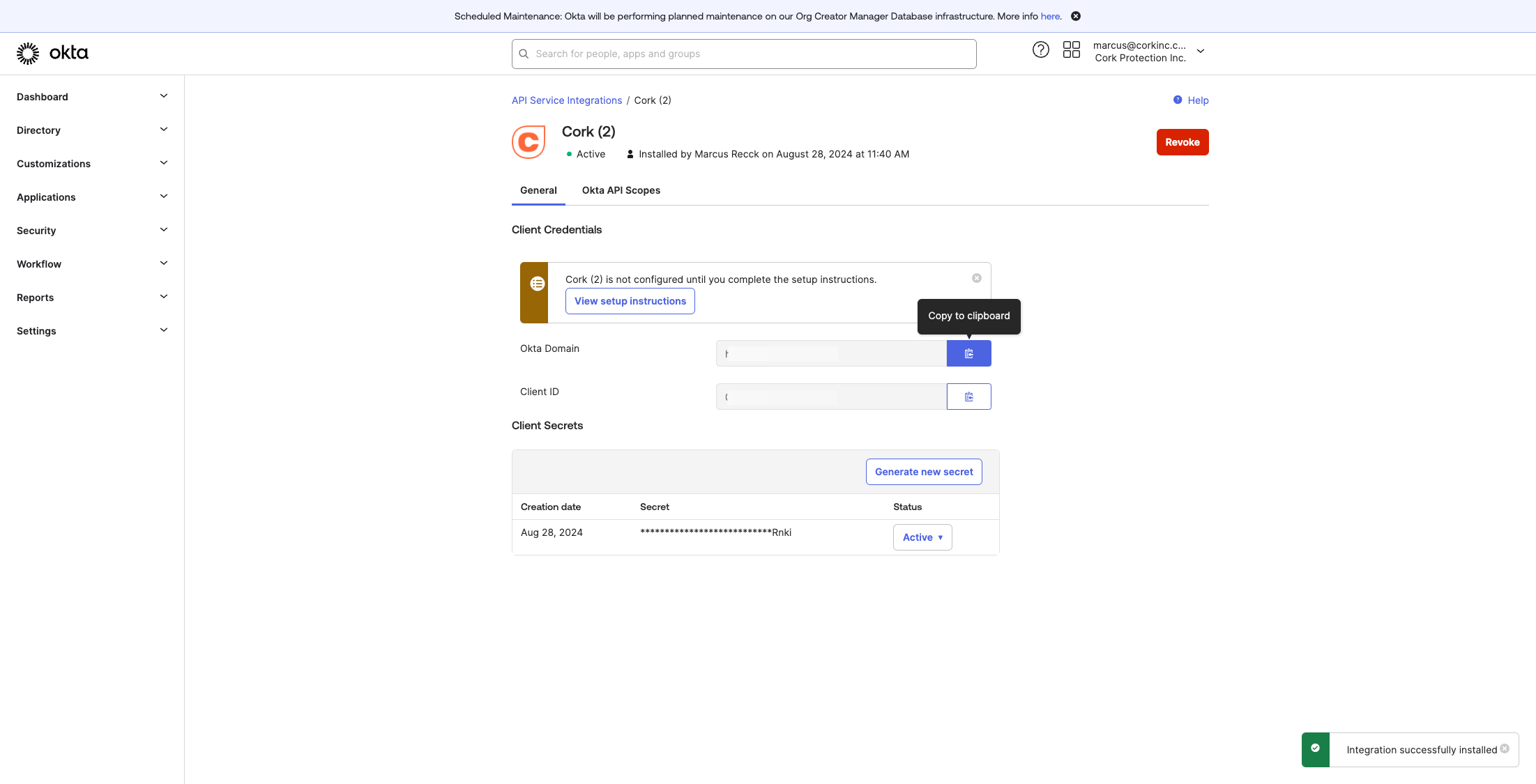 Copy your Okta domain