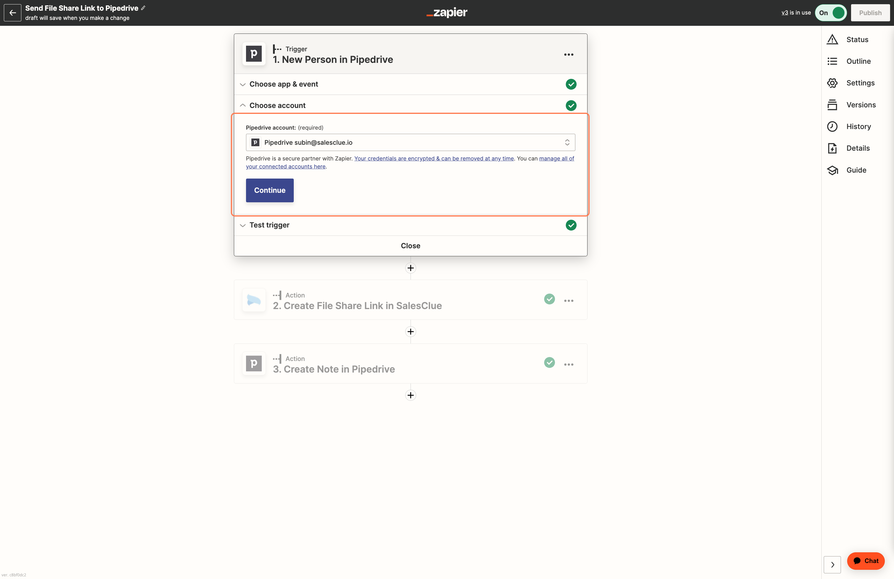 Pipedrive 계정을 연동합니다.