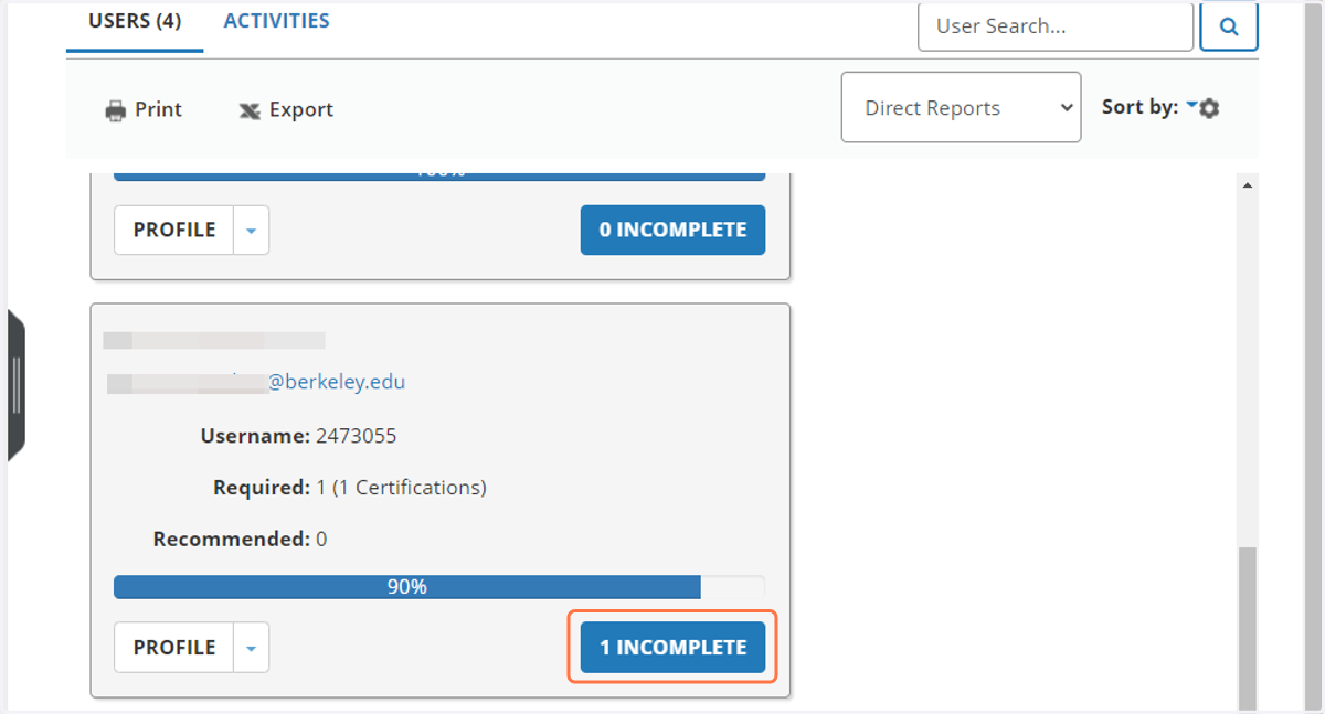 Click on the blue button with a number before Incomplete, for example 1 Incomplete (as shown).