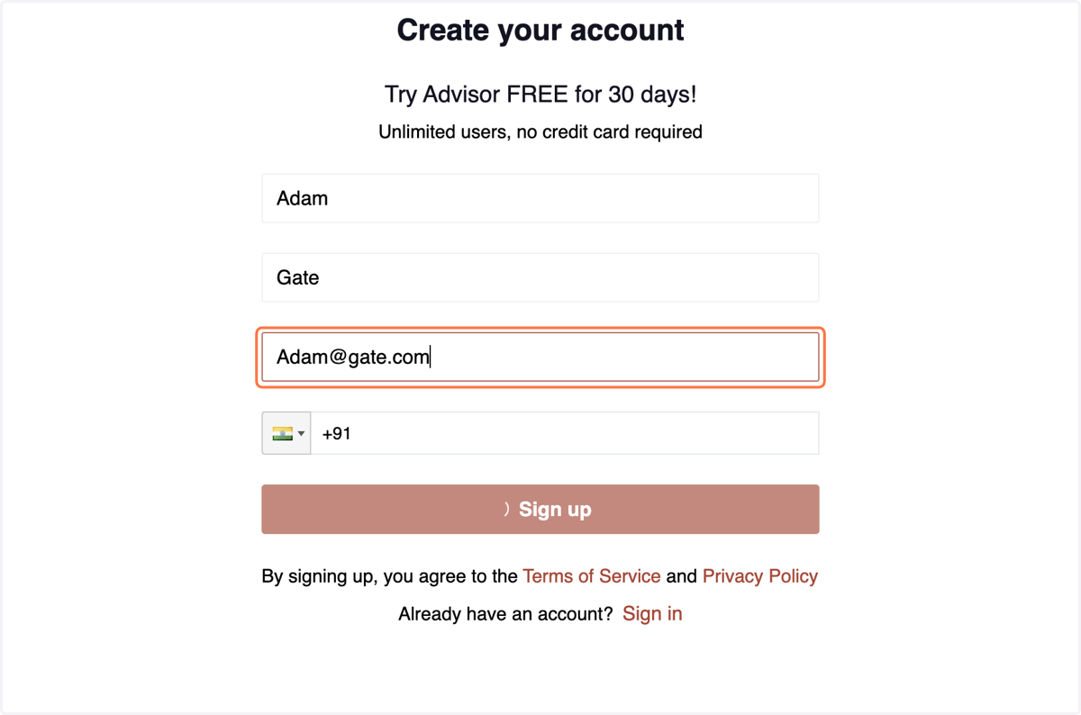 Enter your "Email Address"
