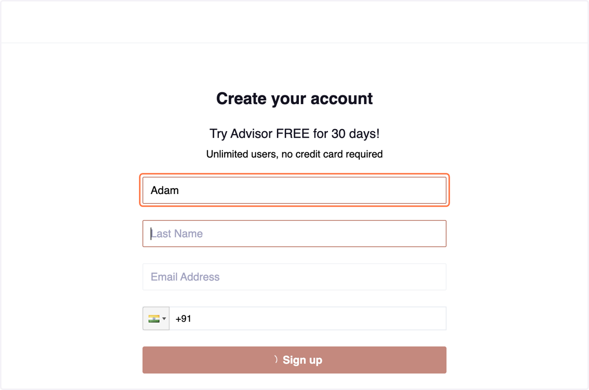 Enter your "First Name"