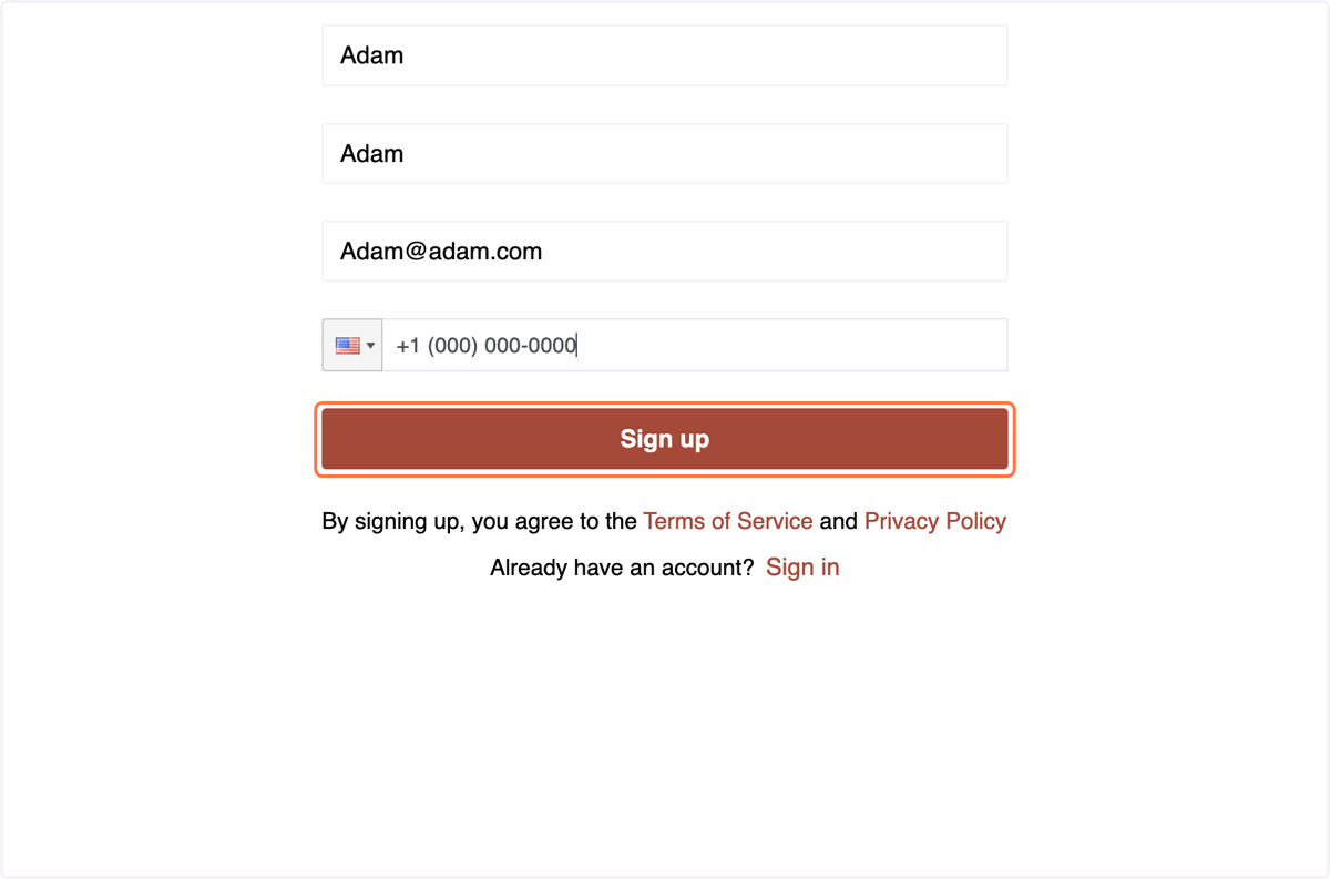 Click on Sign up