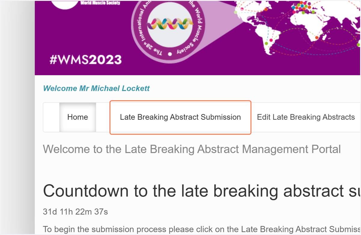 Click on Late Breaking Abstract Submission