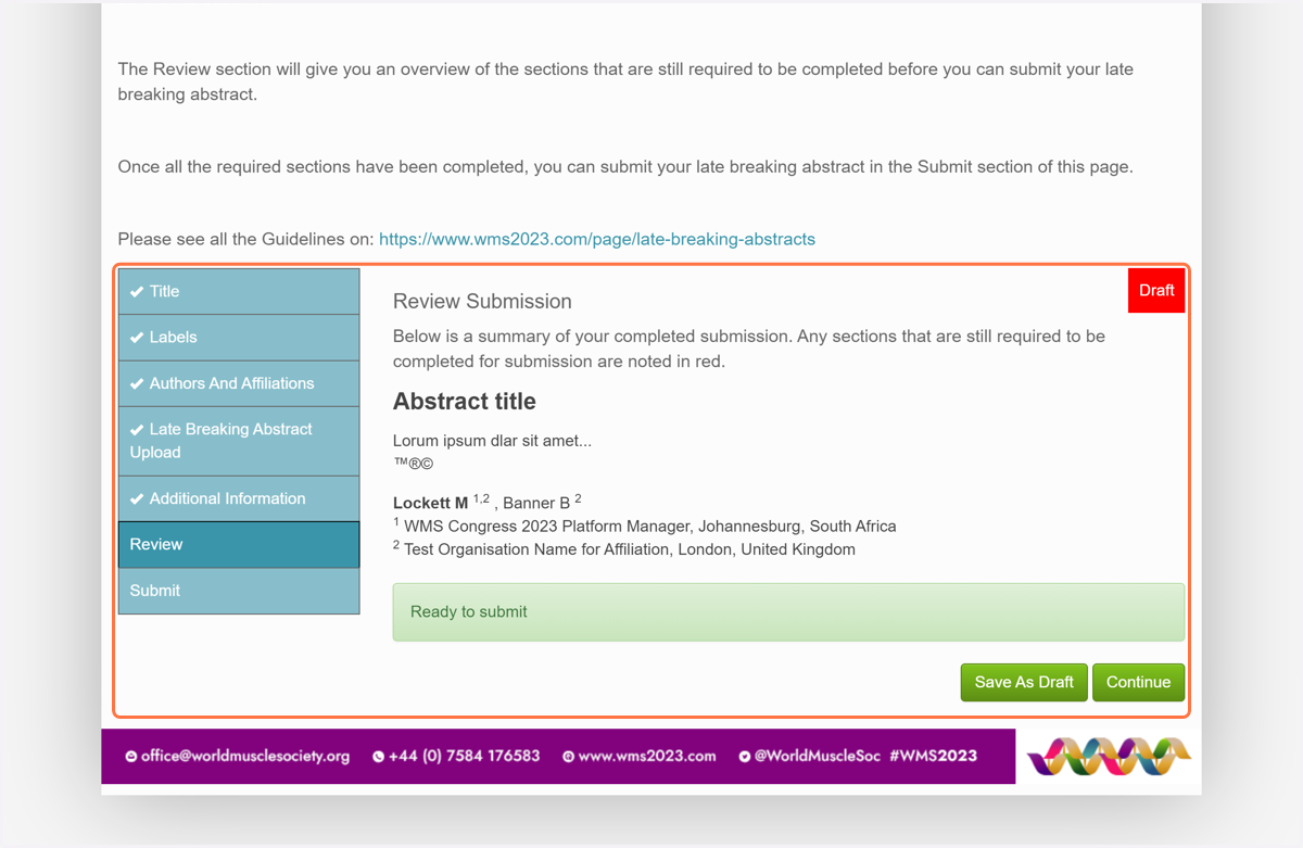 View your submitted information
