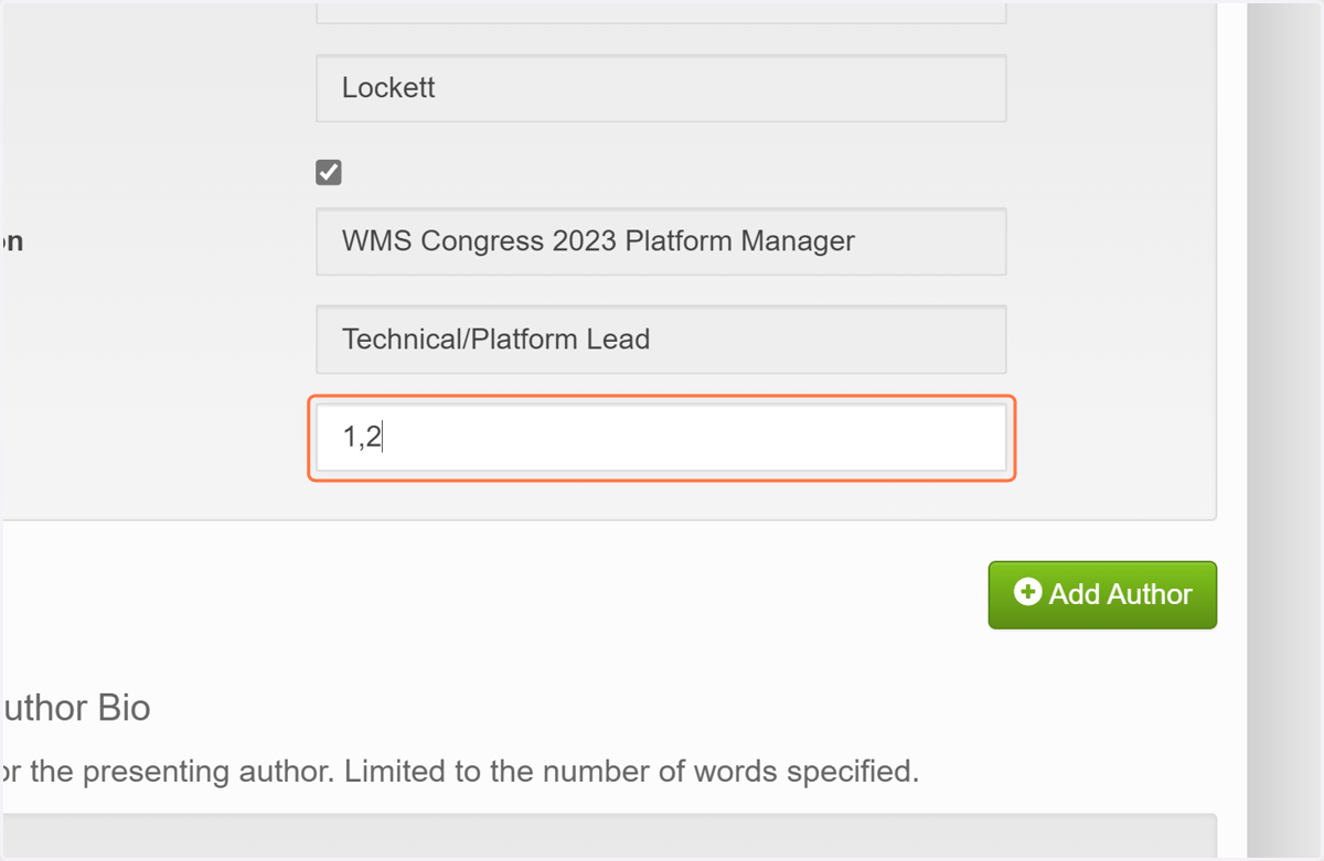 Complete the number reference for Affiliations
