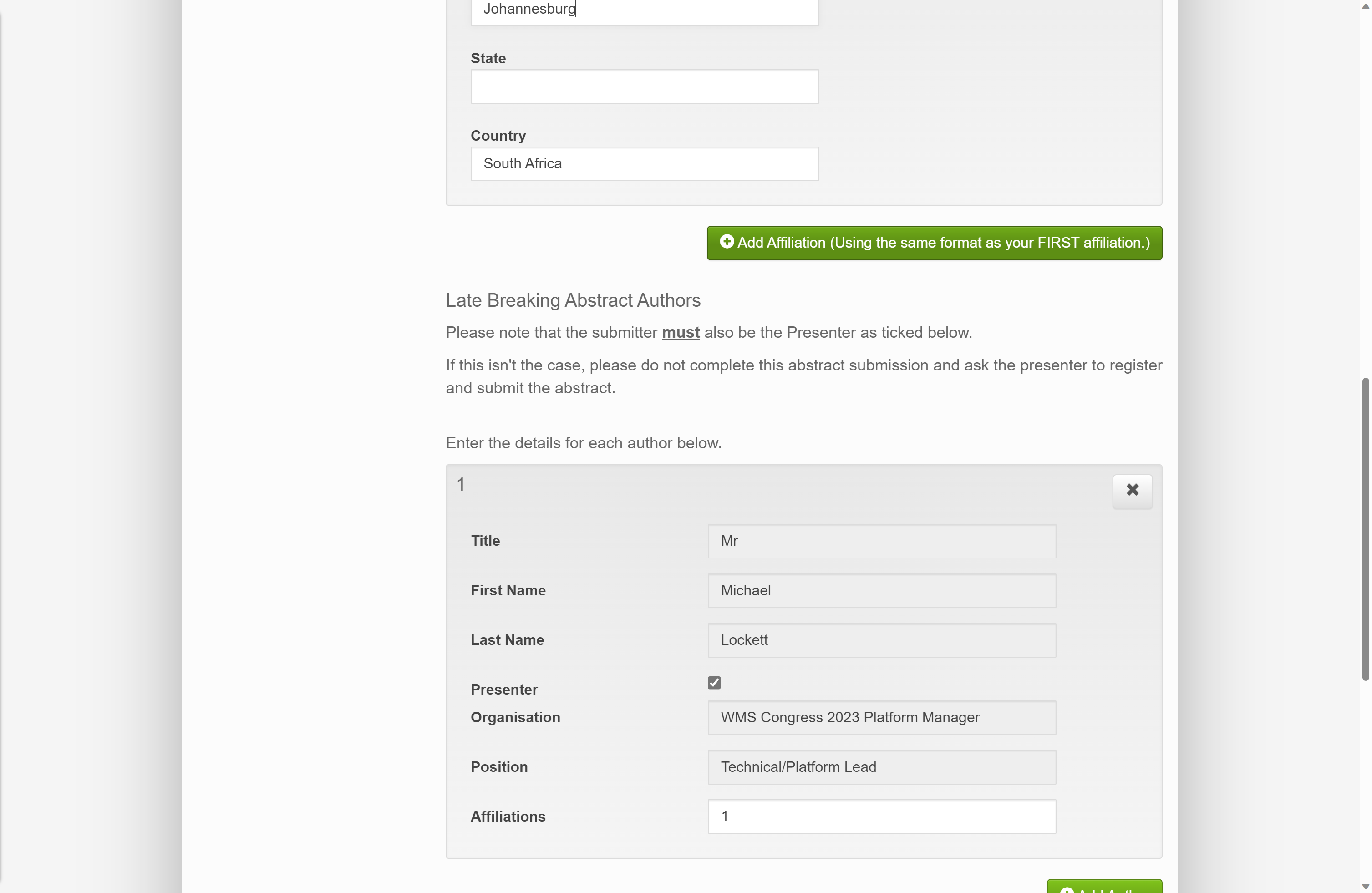 Add other affiliations