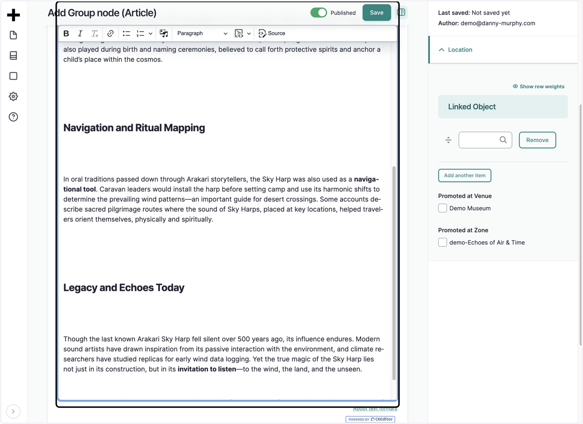 Paste selected text into element