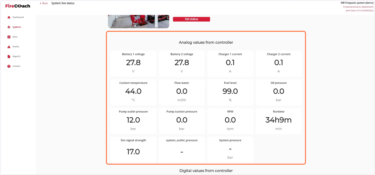 View the live status by looking the different values as presented below