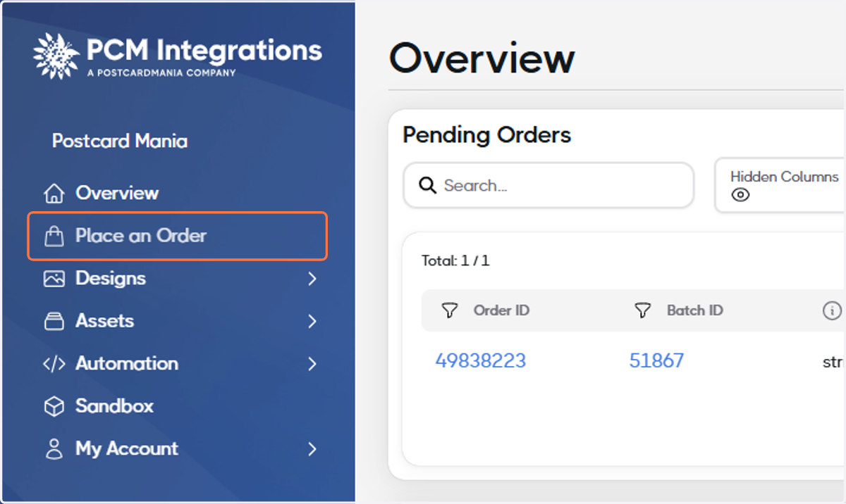 Click on Place an Order