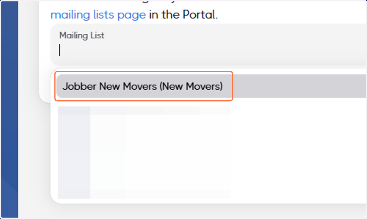 Select your New Movers mailing list